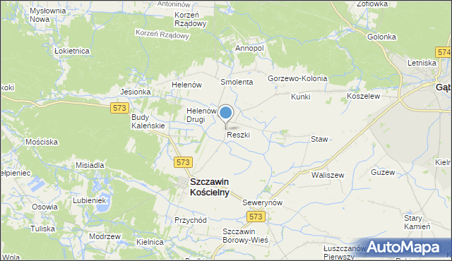 mapa Reszki, Reszki gmina Szczawin Kościelny na mapie Targeo